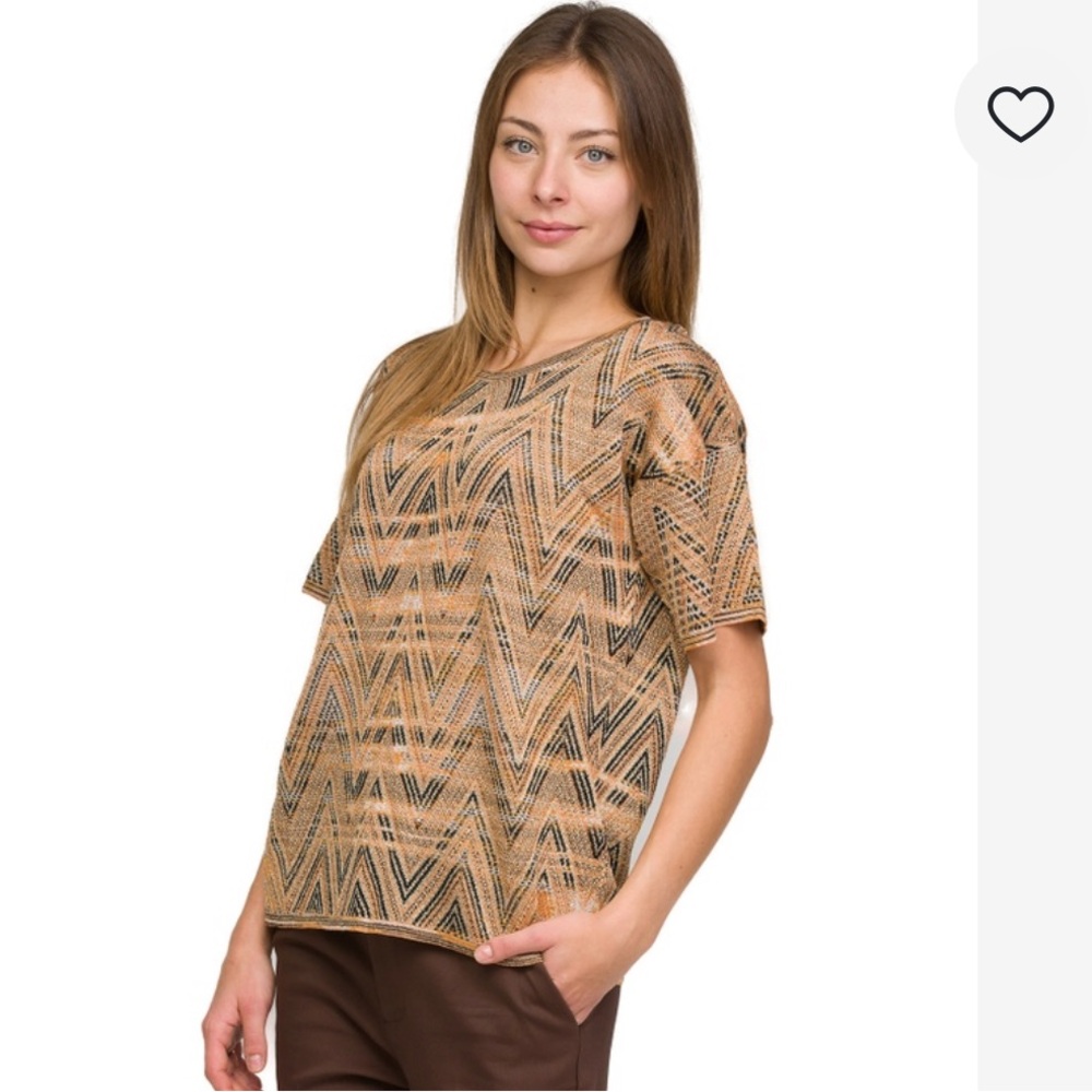 Missoni Geometric Patterned Tan Top